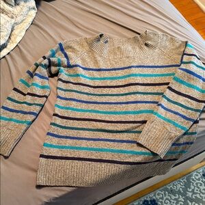 St. John's Bay Blue and Gray Striped Sweater